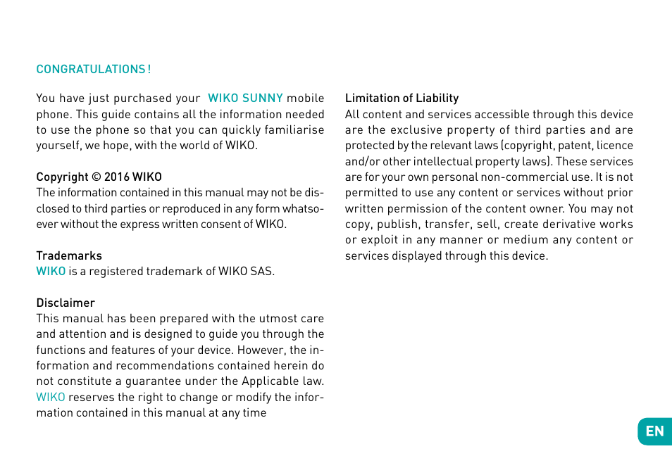 Wiko Sunny User Manual | Page 3 / 292