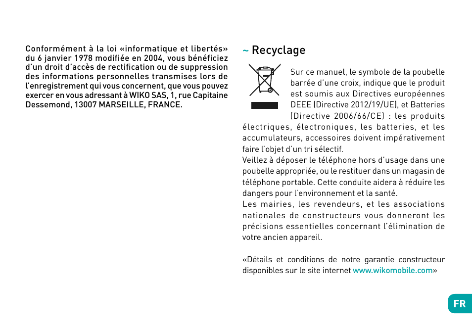 Recyclage | Wiko Sunny User Manual | Page 44 / 292