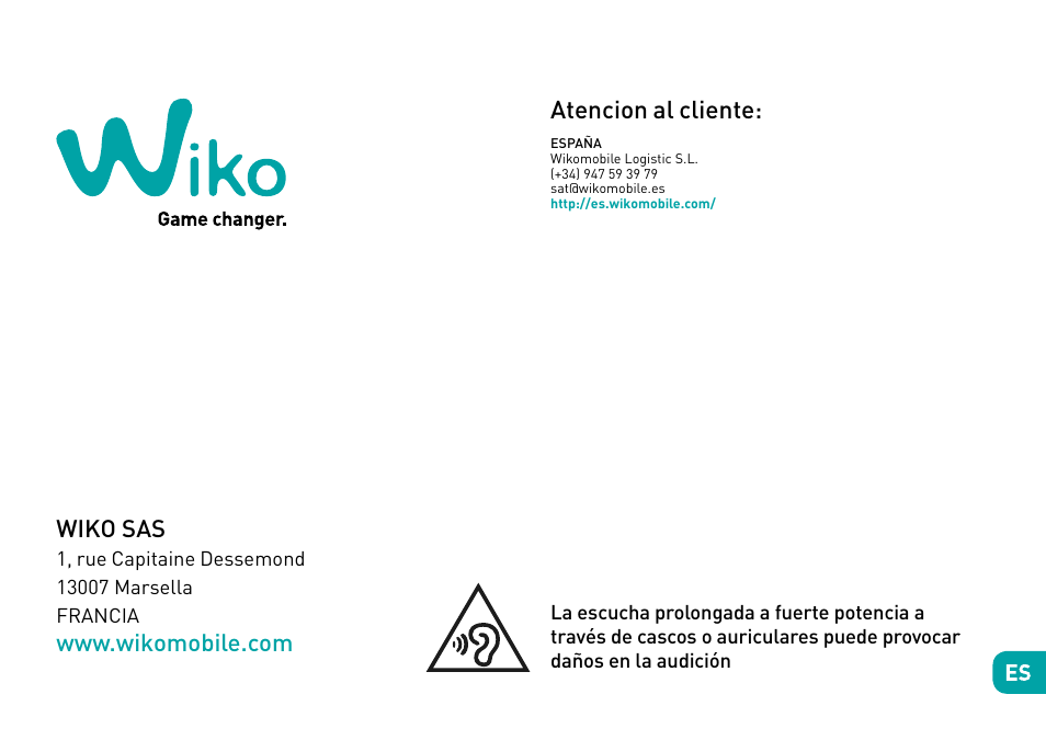 Wiko sas, Atencion al cliente | Wiko Sunny User Manual | Page 90 / 292