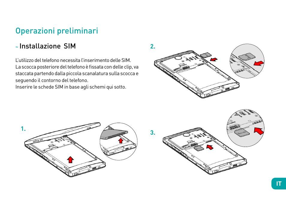 Operazioni preliminari, Installazione sim | Wiko Robby User Manual | Page 53 / 292