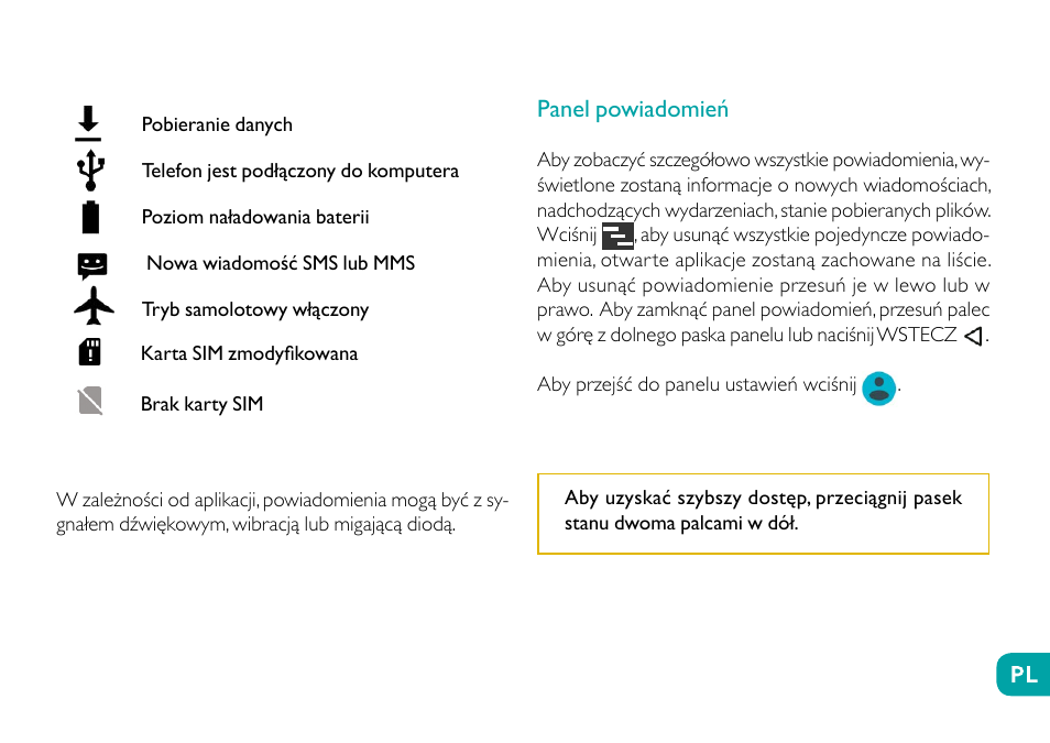 Panel powiadomień | Wiko Ufeel prime User Manual | Page 191 / 292