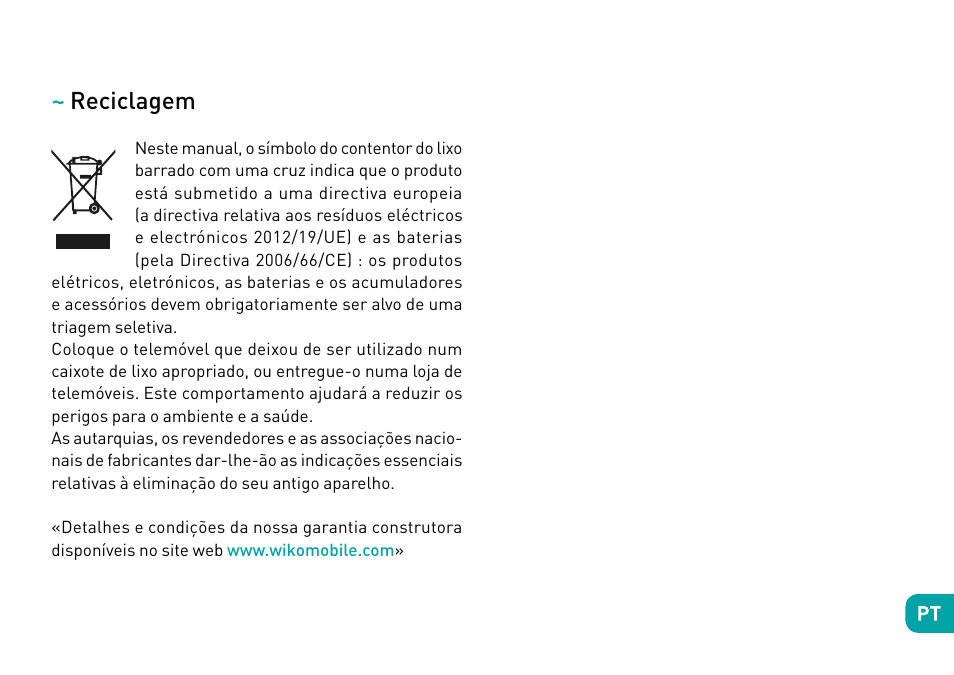 Reciclagem | Wiko Fever User Manual | Page 111 / 292