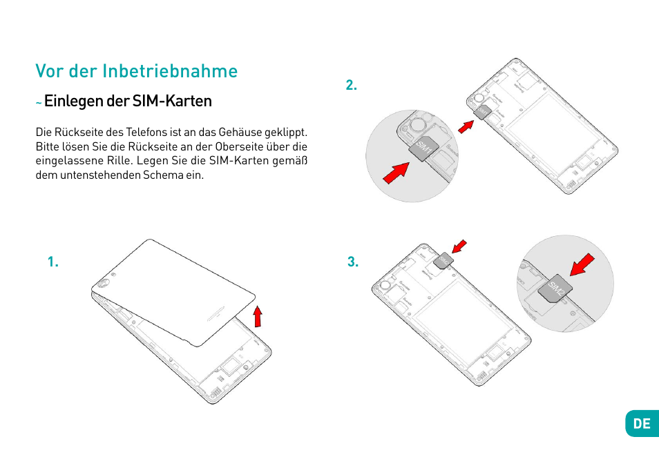 Vor der inbetriebnahme, Einlegen der sim-karten | Wiko Fever User Manual | Page 120 / 292