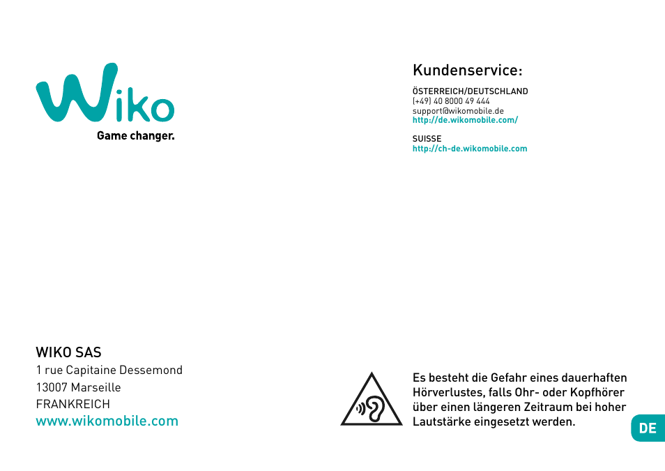 Kundenservice, Wiko sas | Wiko Fever User Manual | Page 135 / 292