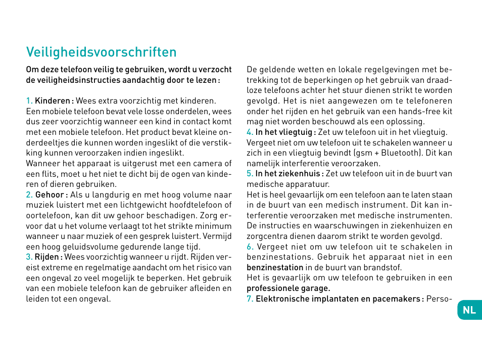 Veiligheidsvoorschriften | Wiko Fever User Manual | Page 149 / 292