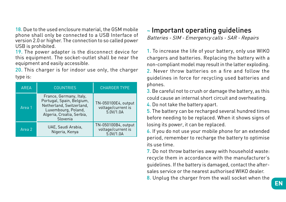 Important operating guidelines | Wiko Fever User Manual | Page 17 / 292
