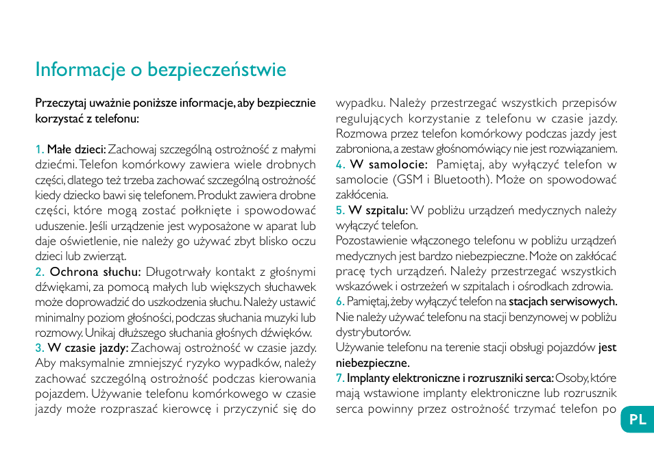 Informacje o bezpieczeństwie | Wiko Fever User Manual | Page 192 / 292