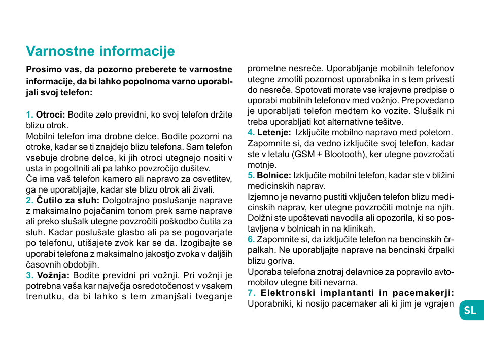 Varnostne informacije | Wiko Fever User Manual | Page 236 / 292