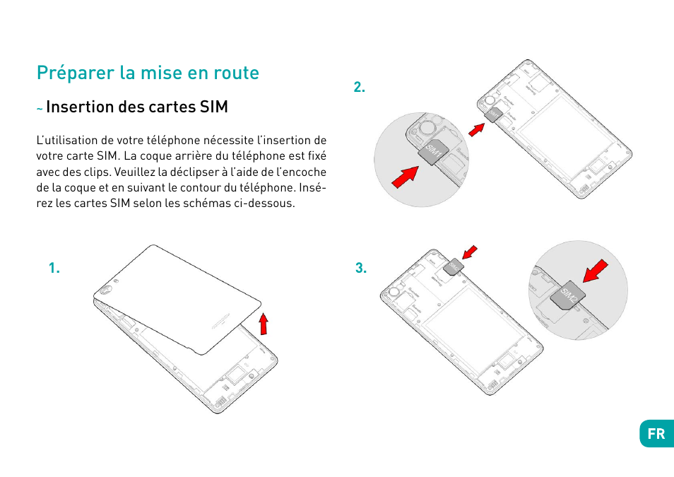Préparer la mise en route, Insertion des cartes sim | Wiko Fever User Manual | Page 30 / 292