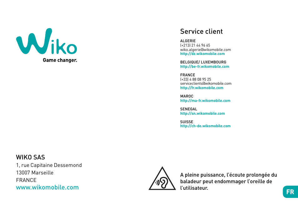 Service client, Wiko sas | Wiko Fever User Manual | Page 46 / 292