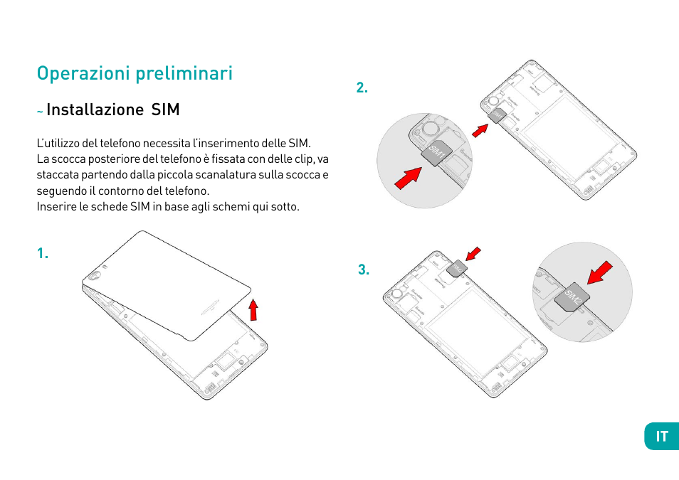 Operazioni preliminari, Installazione sim | Wiko Fever User Manual | Page 53 / 292