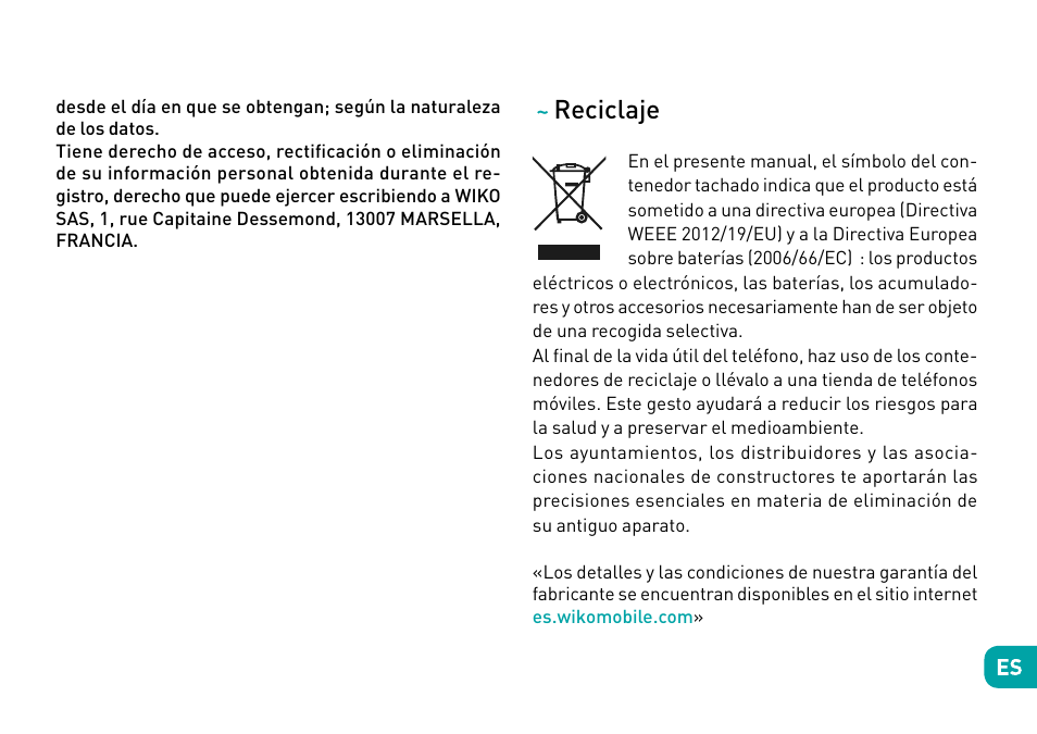 Reciclaje | Wiko Fever User Manual | Page 88 / 292