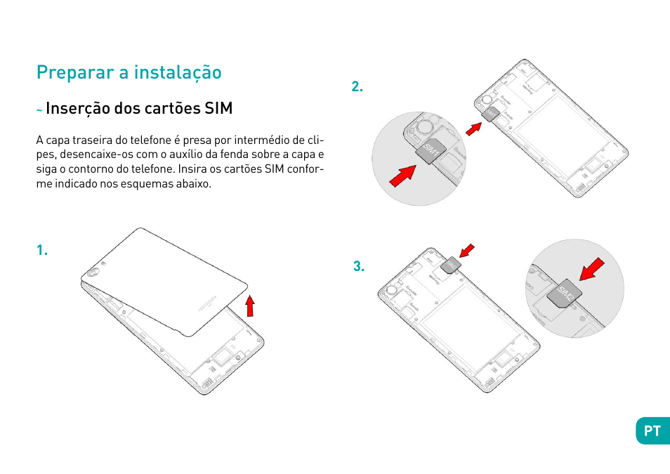 Preparar a instalação, Inserção dos cartões sim | Wiko Fever User Manual | Page 97 / 292
