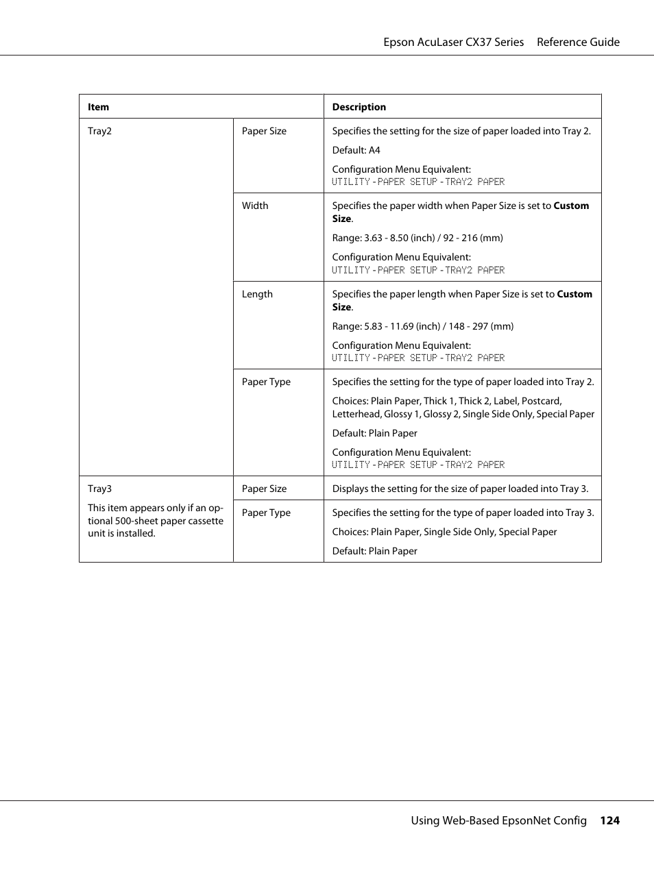 Epson AcuLaser CX37DNF User Manual | Page 124 / 197