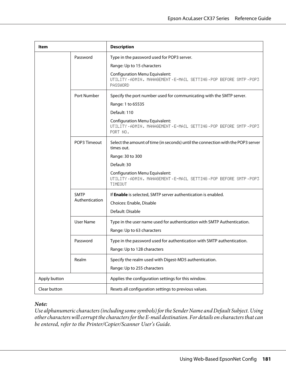Epson AcuLaser CX37DNF User Manual | Page 181 / 197