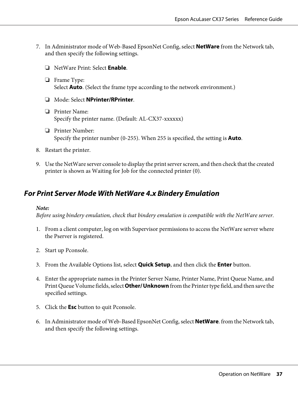 Epson AcuLaser CX37DNF User Manual | Page 37 / 197