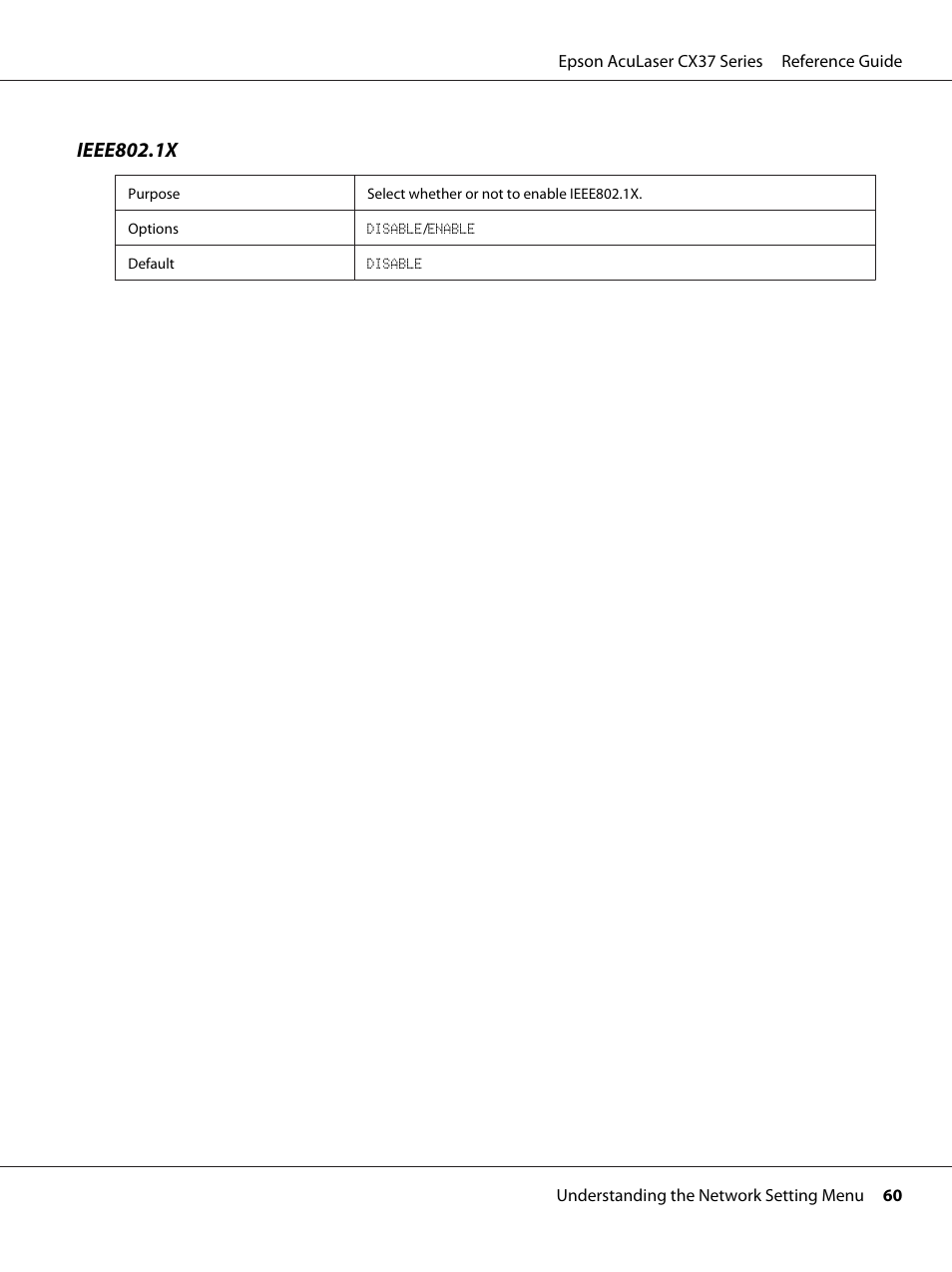 Ieee802.1x | Epson AcuLaser CX37DNF User Manual | Page 60 / 197