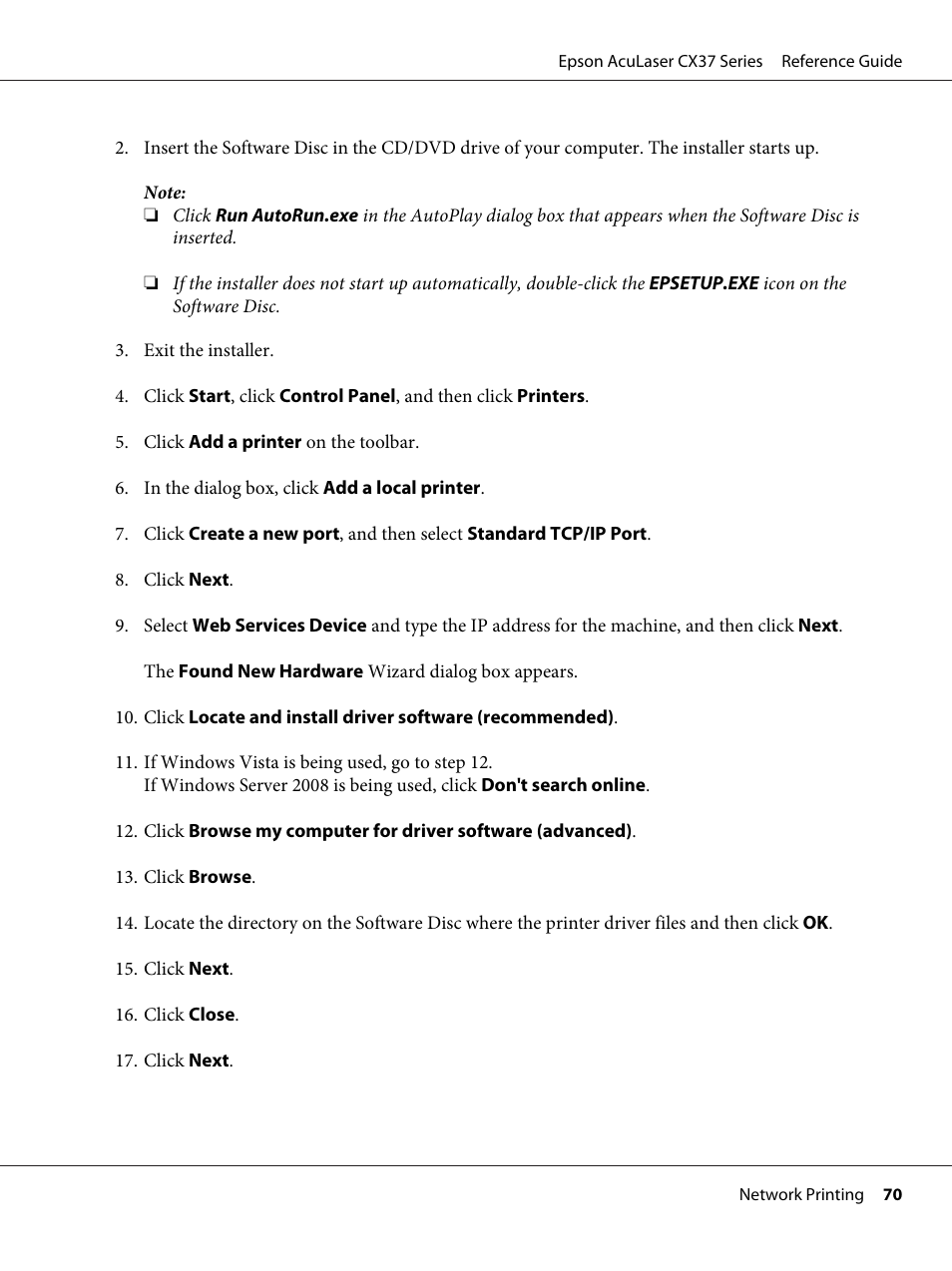 Epson AcuLaser CX37DNF User Manual | Page 70 / 197
