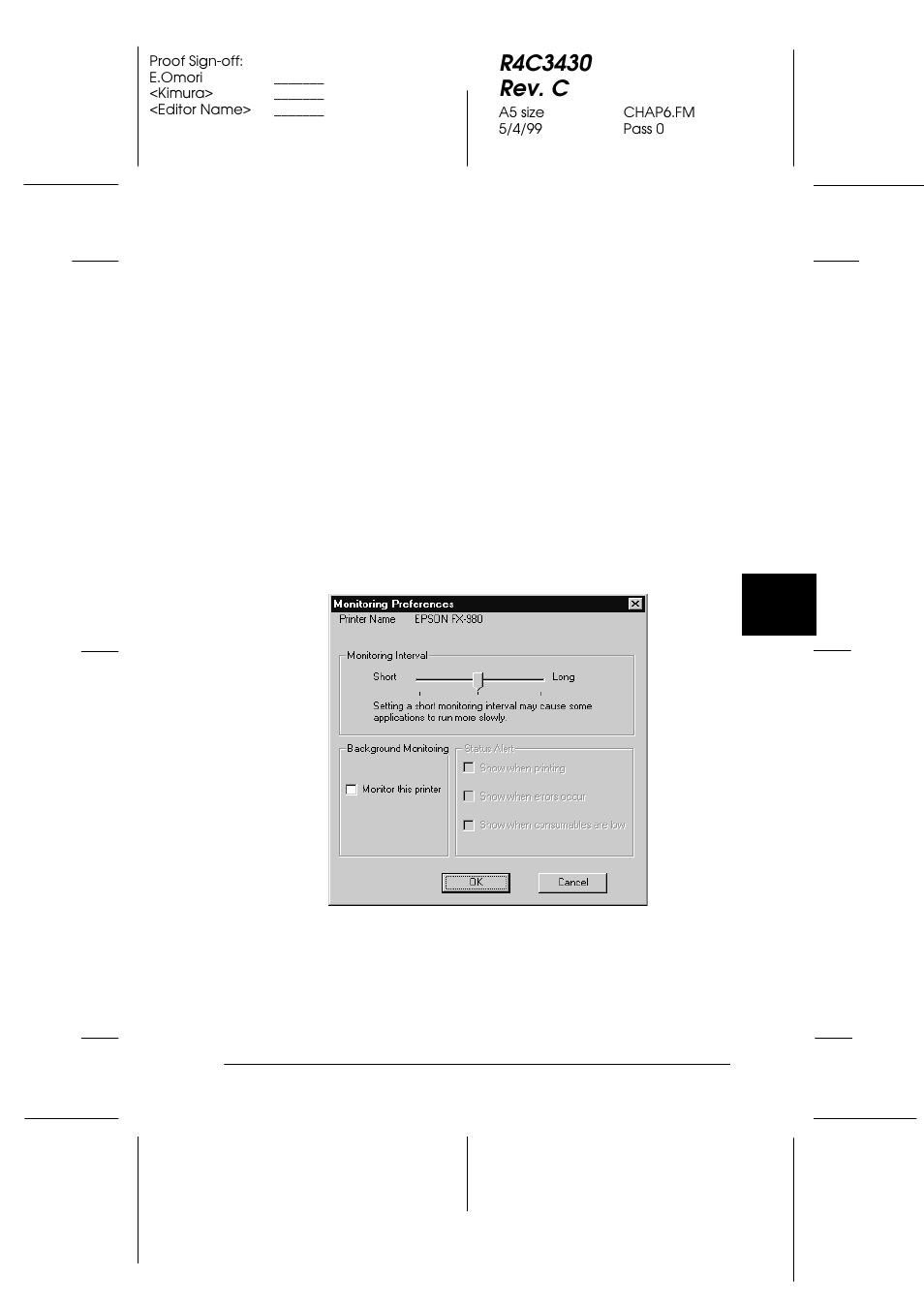 Turning on background monitoring, Turning on background monitoring -13 | Epson FX-980 User Manual | Page 149 / 233