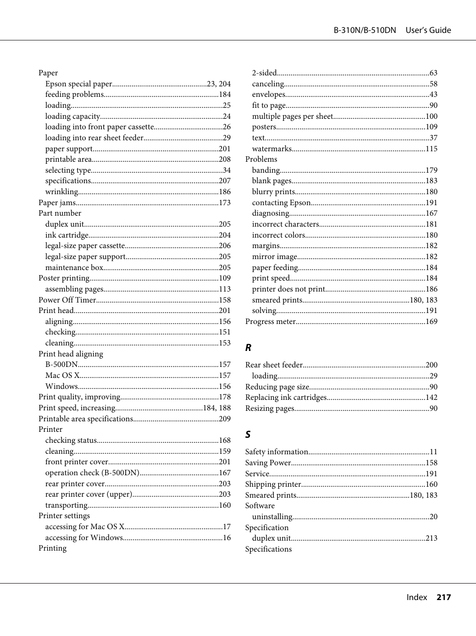 Epson B 510DN User Manual | Page 217 / 218