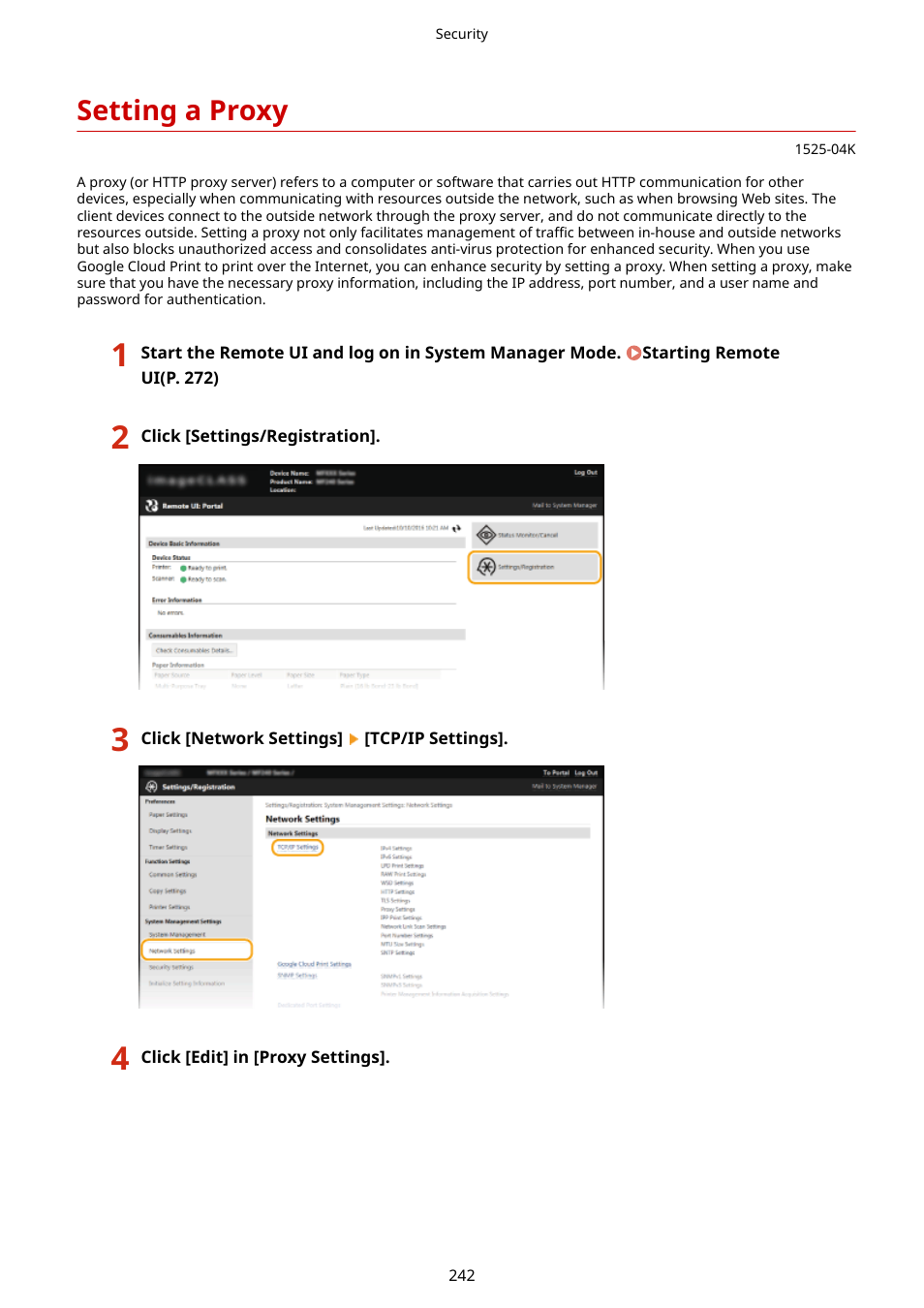 Setting a proxy, Setting a proxy (p. 242) | Canon i-SENSYS MF244dw User Manual | Page 248 / 477