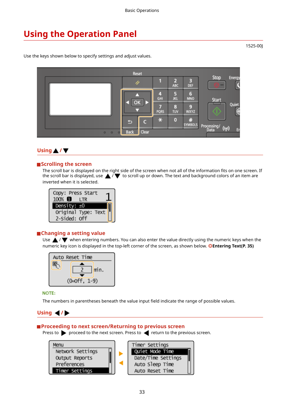 Using the operation panel, Using the operation panel(p. 33) | Canon i-SENSYS MF244dw User Manual | Page 39 / 477
