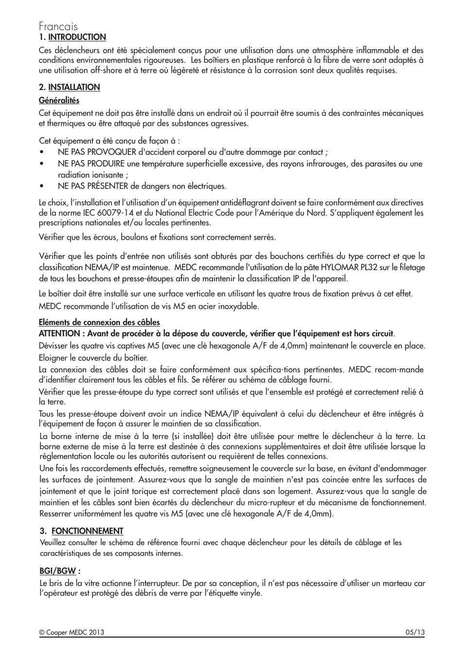 Francais | MEDC BG User Manual | Page 8 / 24