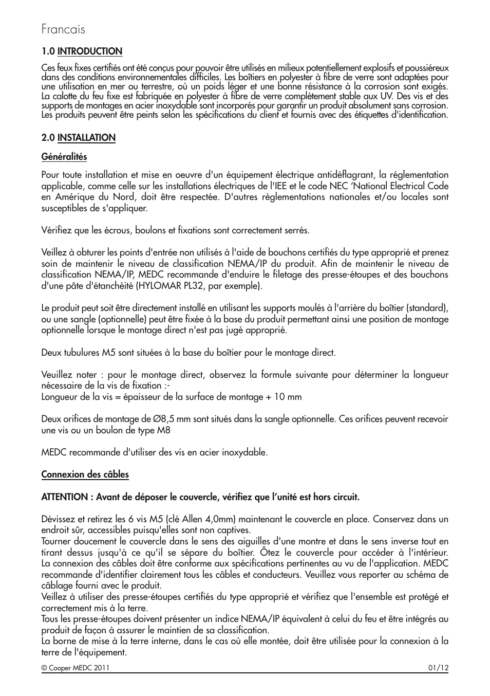 Francais | MEDC FL11 User Manual | Page 7 / 20
