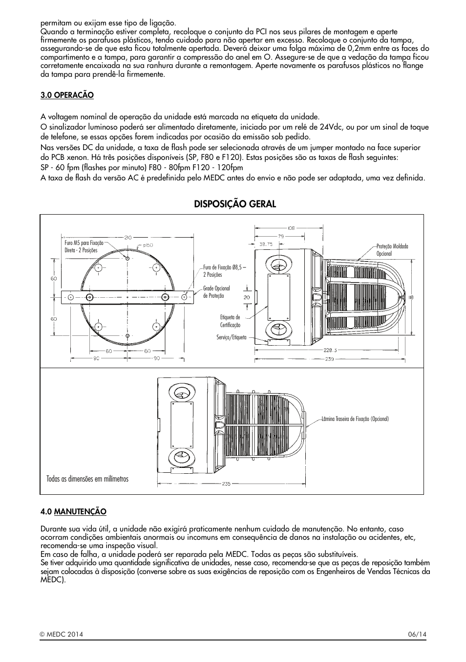 Disposição geral | MEDC XB15 User Manual | Page 19 / 24