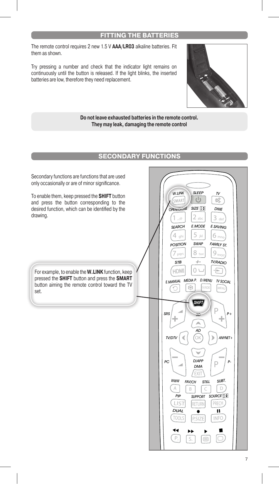 Secondary functions fitting the batteries, Hdmi | Meliconi Gumbody Personal 1 for SAMSUNG User Manual | Page 7 / 20
