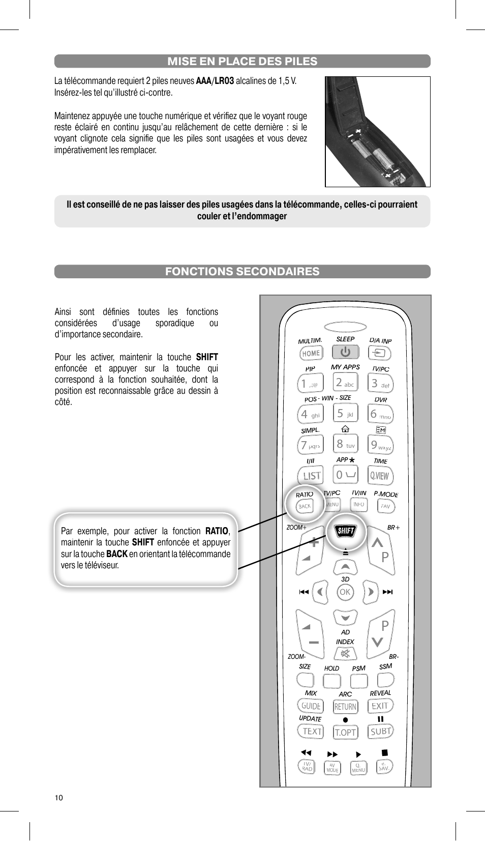 Fonctions secondaires mise en place des piles, List q.view, Li st s | Meliconi Gumbody Personal 2 for LG User Manual | Page 10 / 20