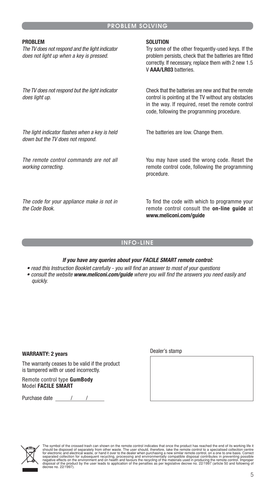 Meliconi Gumbody Facile Smart User Manual | Page 5 / 5