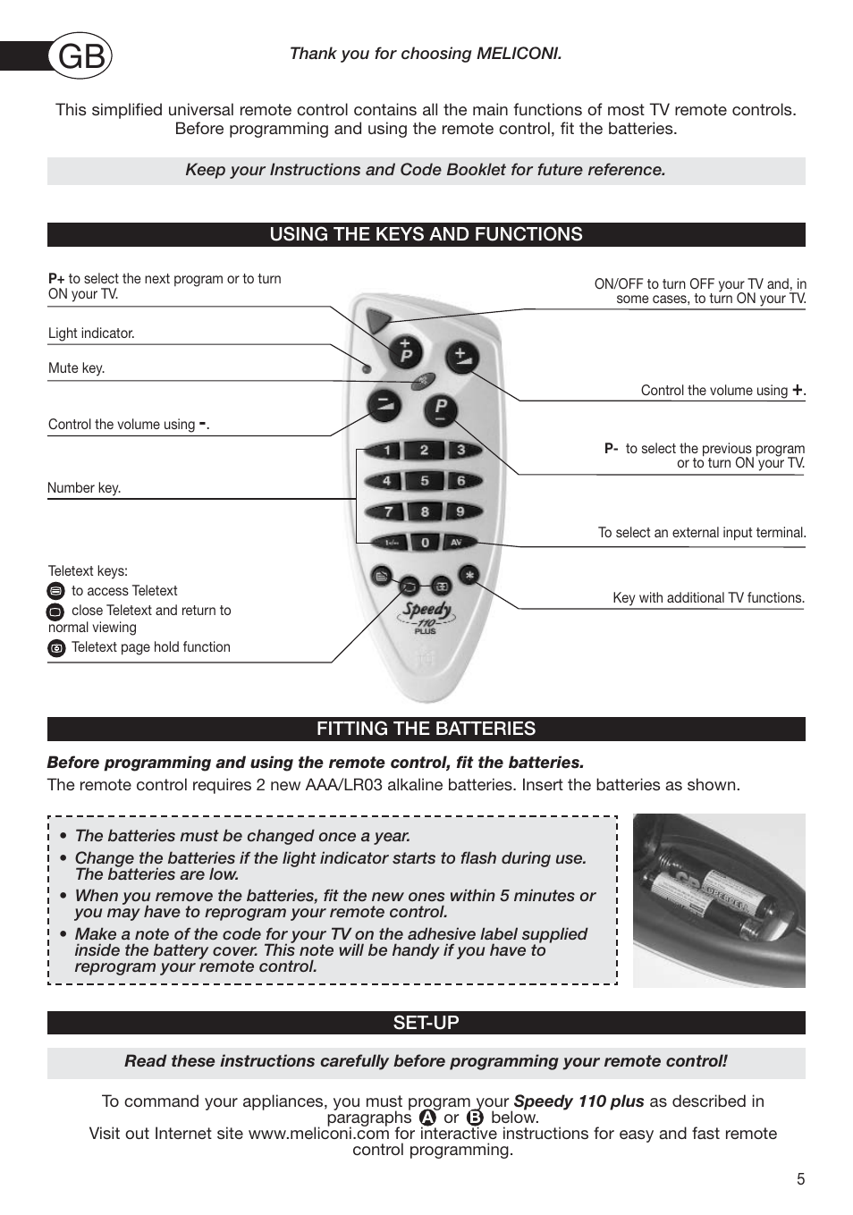Meliconi Speedy 110 Plus User Manual | 4 pages