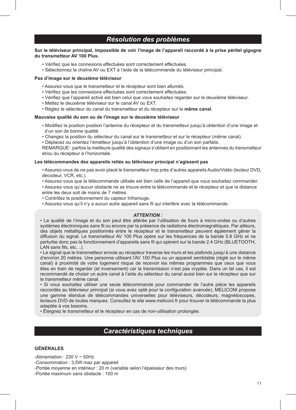 Meliconi AV100 Plus User Manual | Page 13 / 20