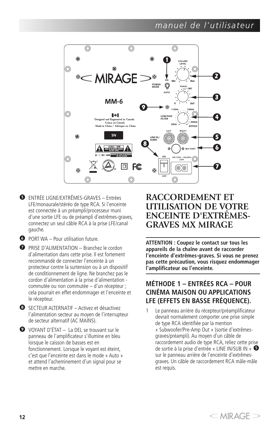 Mirage MX 5.1 User Manual | Page 12 / 72