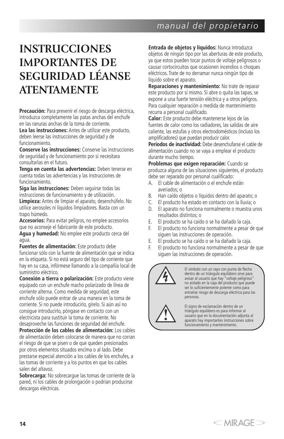 Mirage MX 5.1 User Manual | Page 14 / 72