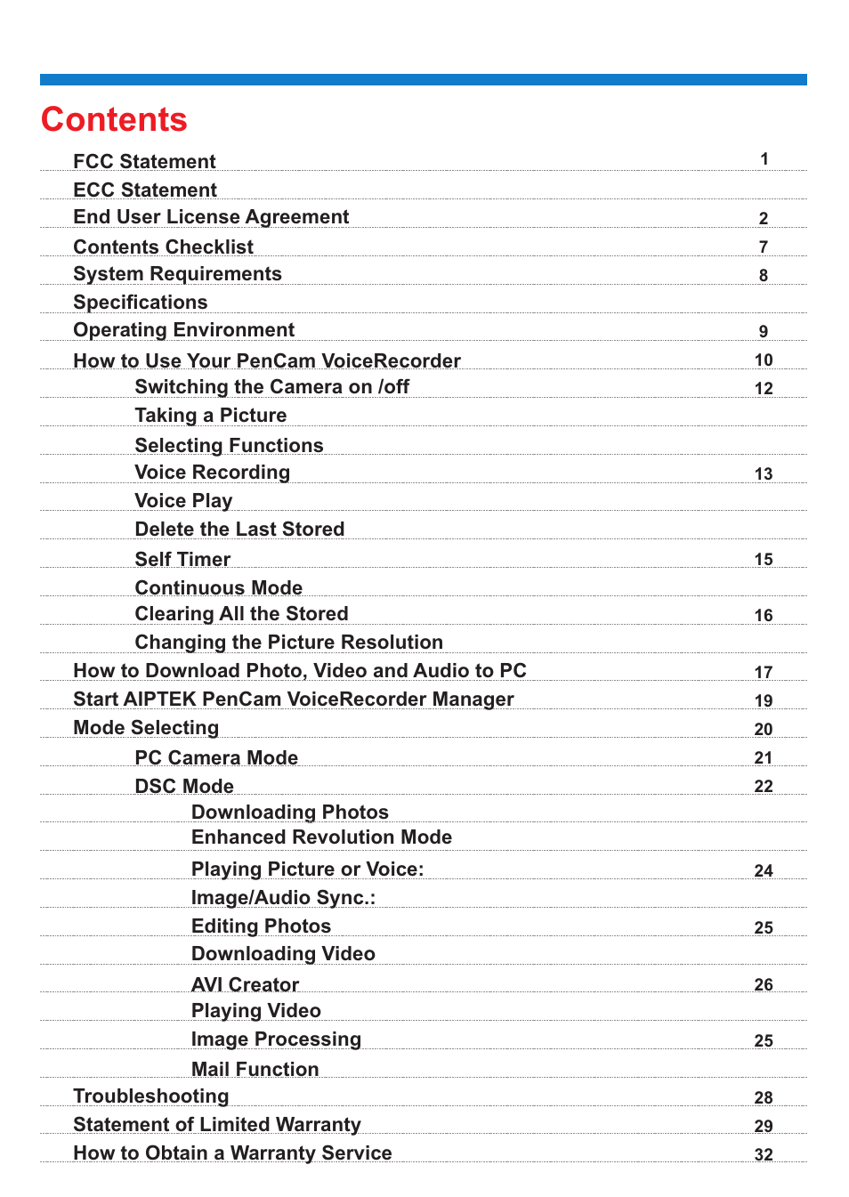 'da Products PENCAM VOICE User Manual | Page 2 / 34
