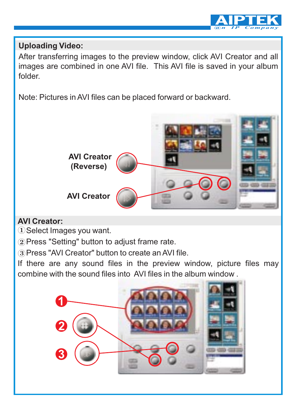 Uploading video, Avi creator | 'da Products PENCAM VOICE User Manual | Page 27 / 34