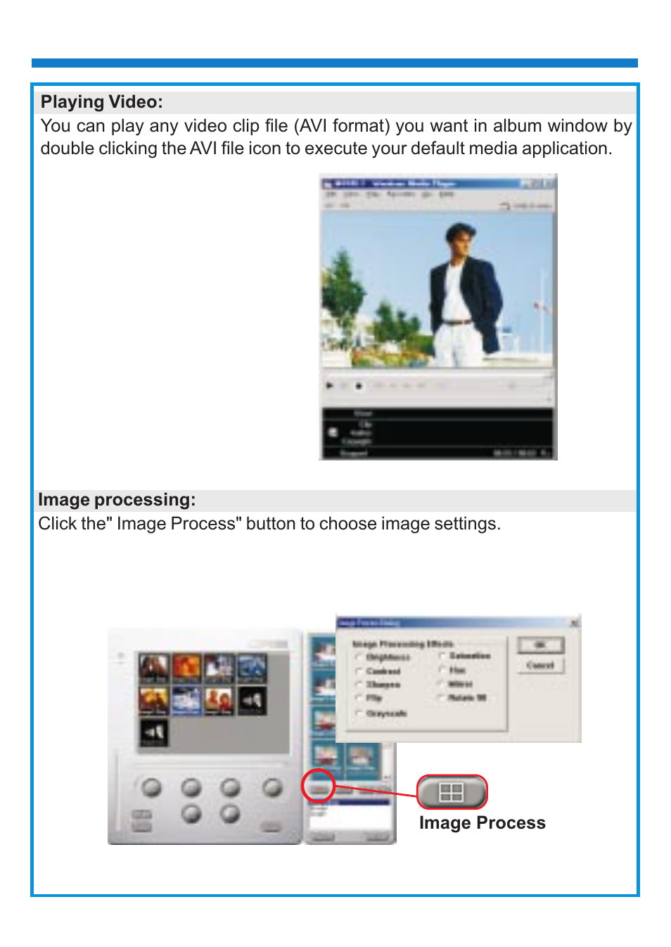 Playing video, Image processing | 'da Products PENCAM VOICE User Manual | Page 28 / 34