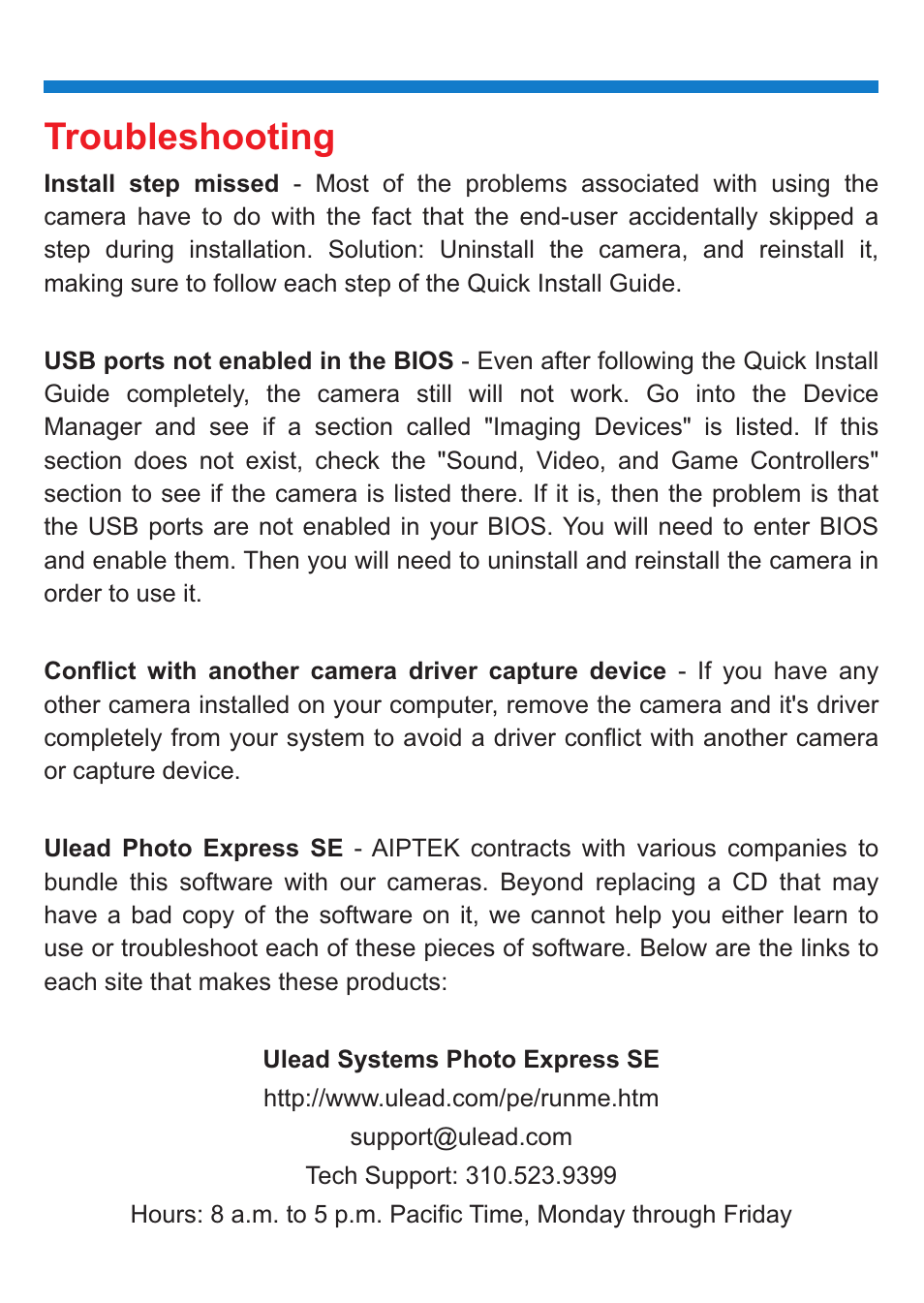Troubleshooting | 'da Products PENCAM VOICE User Manual | Page 30 / 34