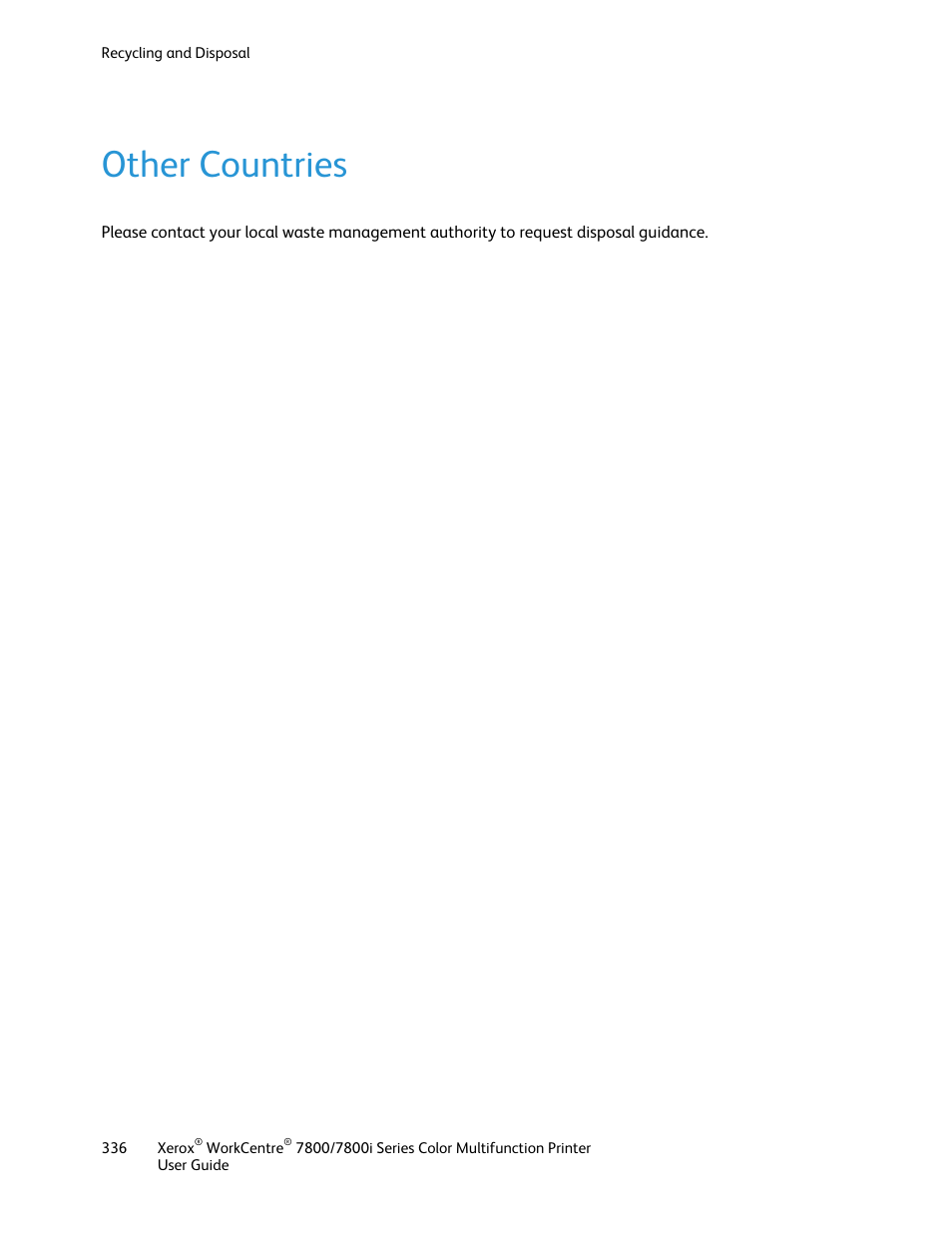 Other countries | Xerox WorkCentre 7835ii User Manual | Page 336 / 336