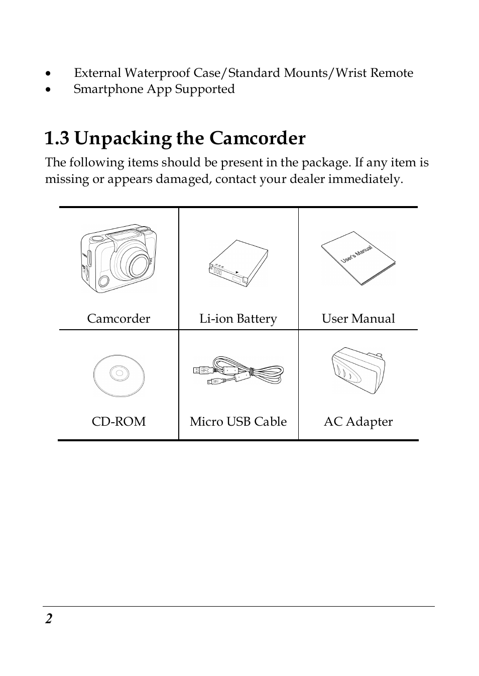 3 unpacking the camcorder | PRAKTICA SC1 User Manual | Page 14 / 65