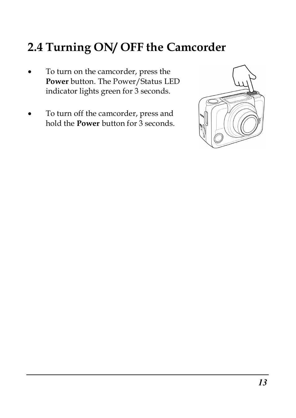 4 turning on/ off the camcorder | PRAKTICA SC1 User Manual | Page 25 / 65