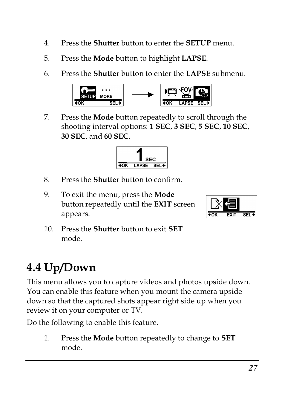 4 up/down | PRAKTICA SC1 User Manual | Page 39 / 65