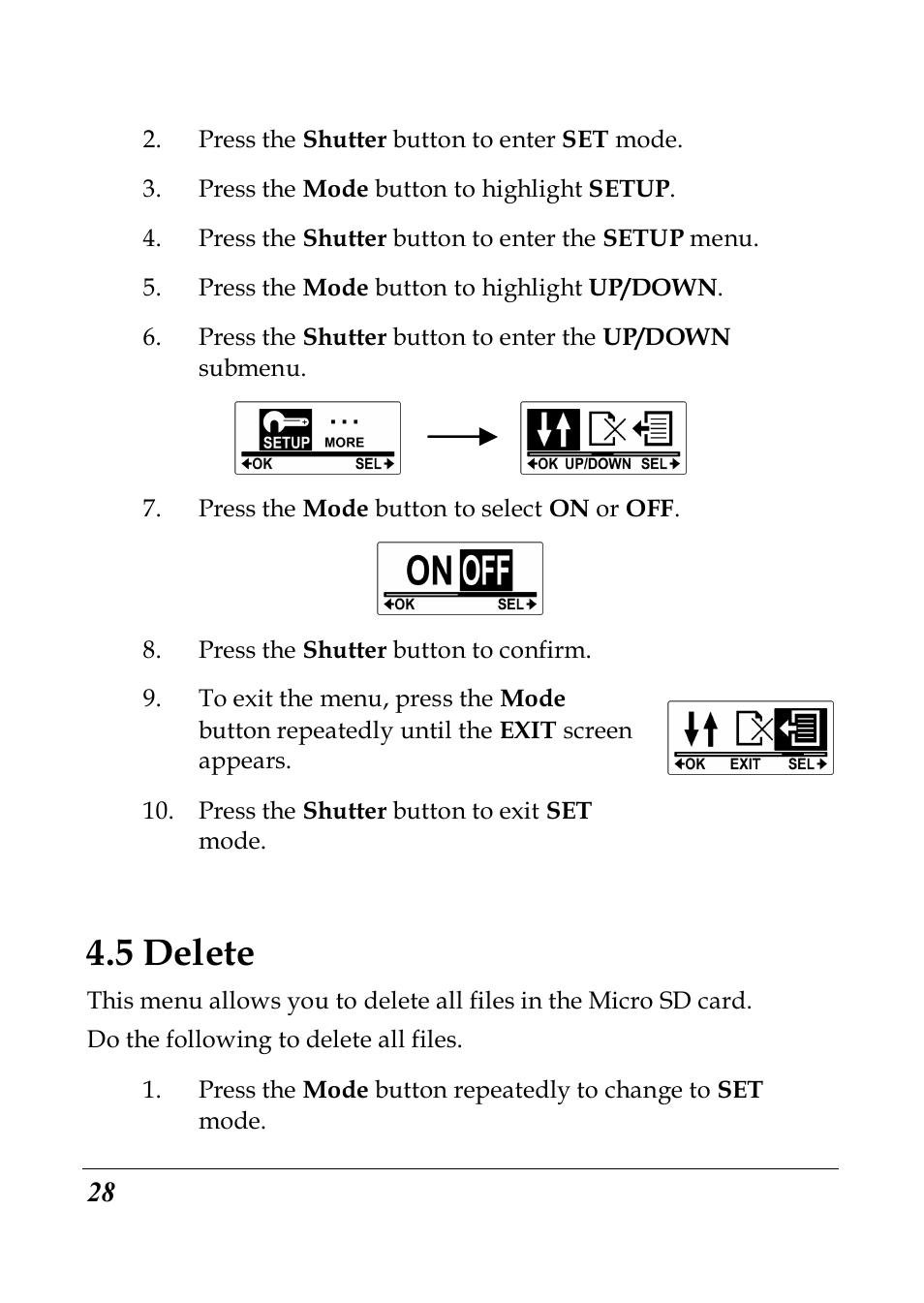 5 delete | PRAKTICA SC1 User Manual | Page 40 / 65