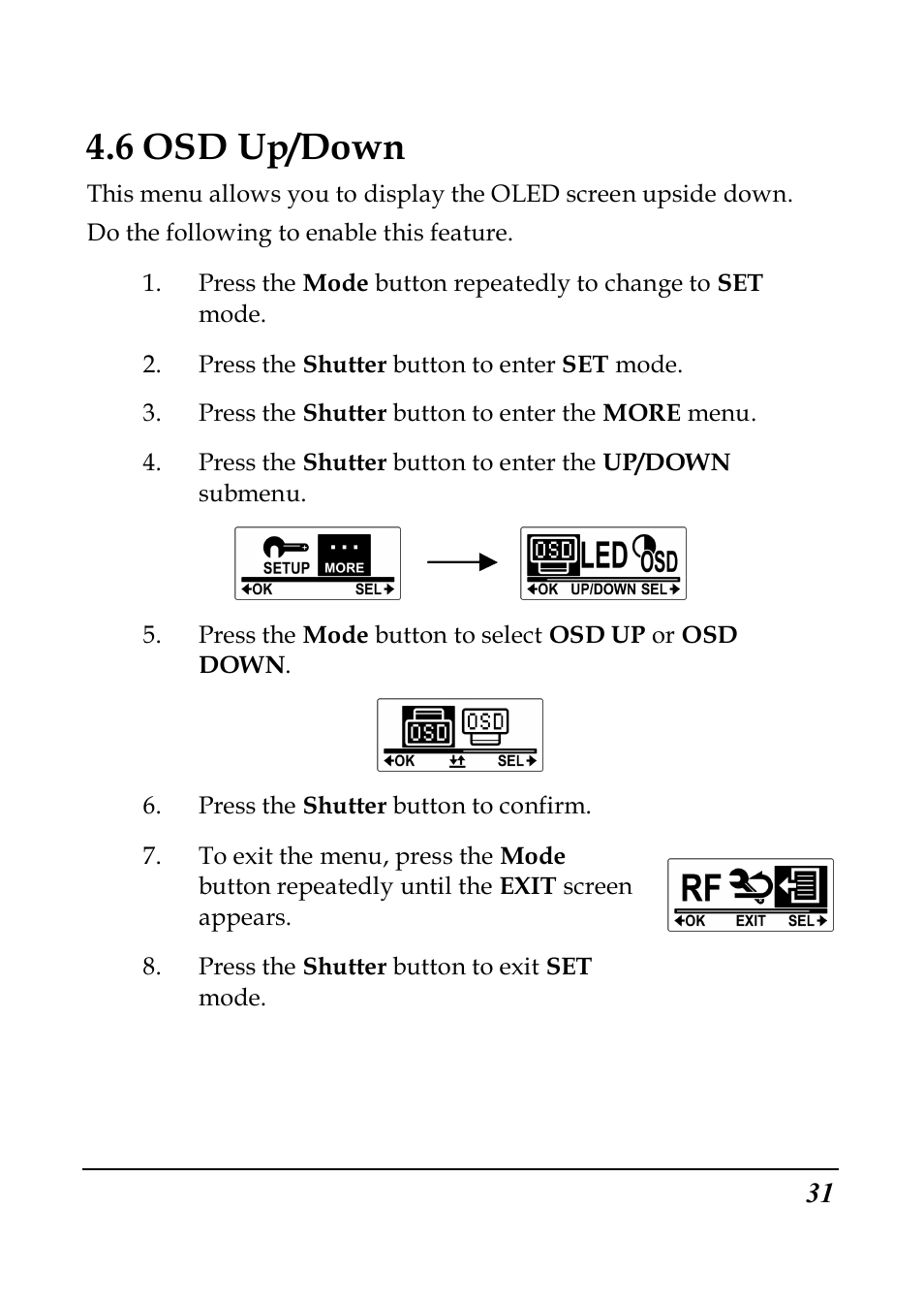 6 osd up/down | PRAKTICA SC1 User Manual | Page 43 / 65