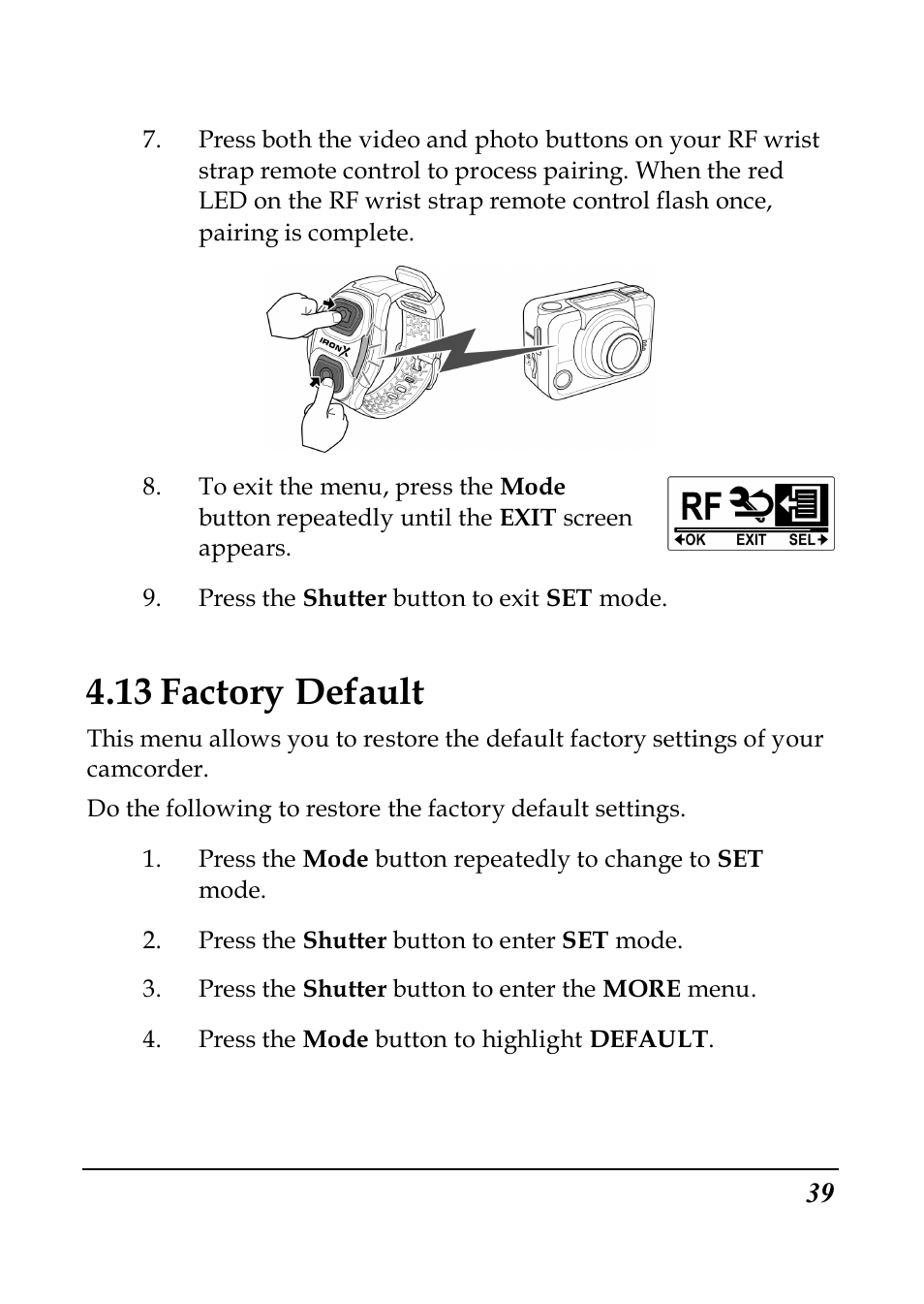 13 factory default | PRAKTICA SC1 User Manual | Page 51 / 65
