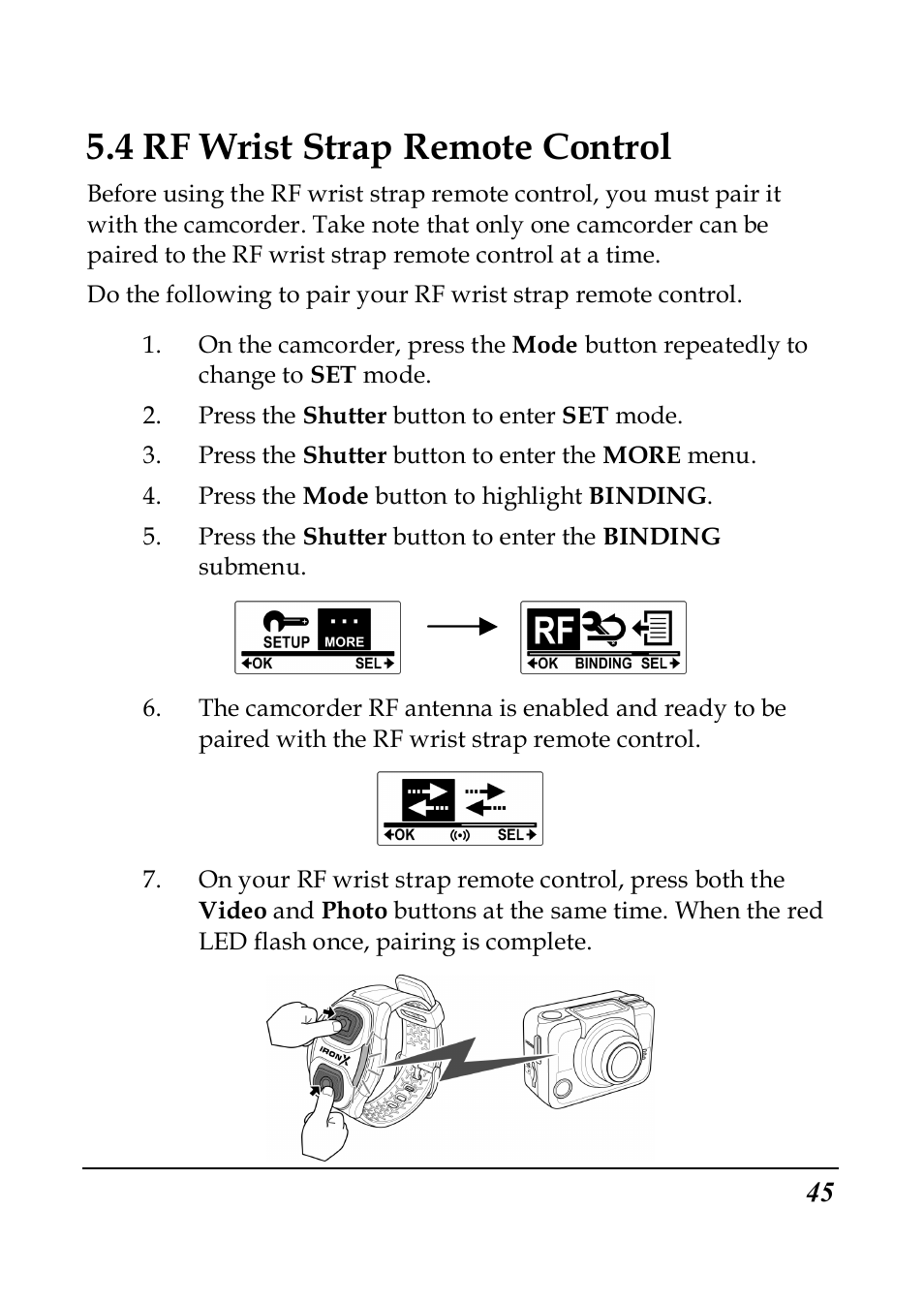 4 rf wrist strap remote control | PRAKTICA SC1 User Manual | Page 57 / 65