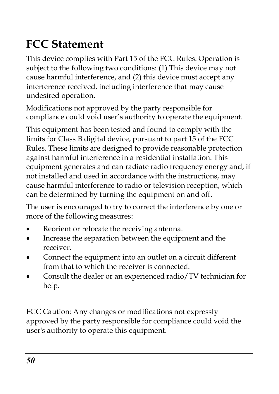 Fcc statement | PRAKTICA SC1 User Manual | Page 62 / 65