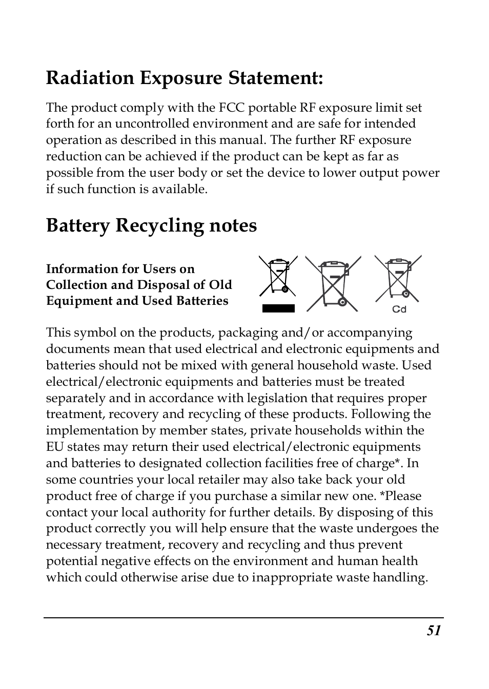 Radiation exposure statement | PRAKTICA SC1 User Manual | Page 63 / 65